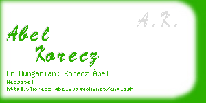 abel korecz business card